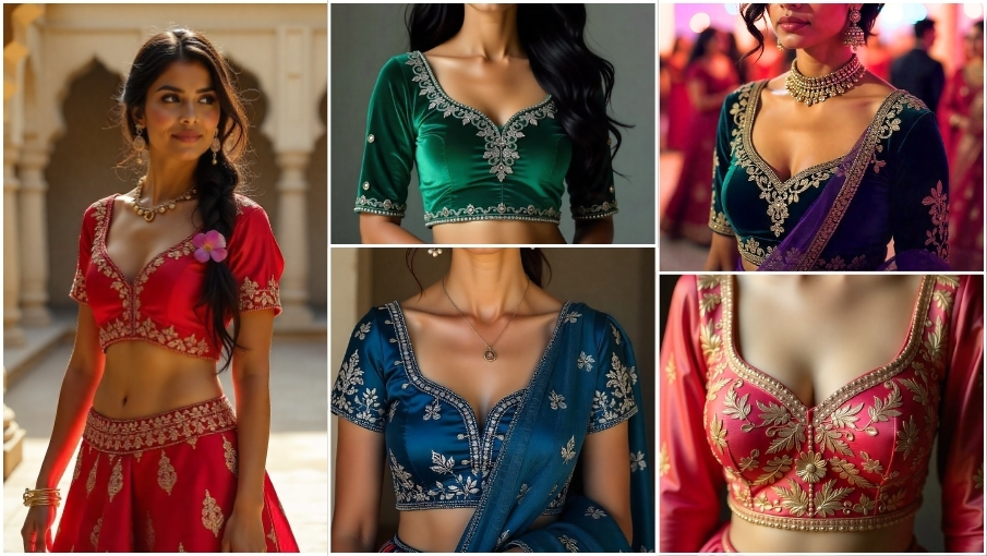 Fabric & Regional Classic Lehenga Blouse Designs